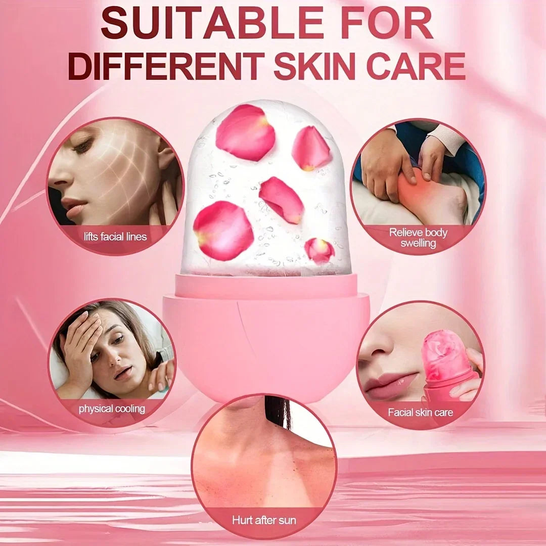 Ice Roller Massager for Face Eyes Necknatural Skin Toning & Care Reusable Face Roller Silicone Mold for Cooling & Soothing Skin