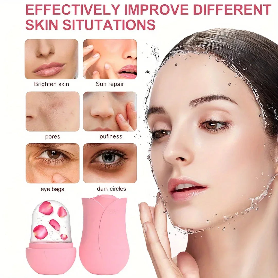 Ice Roller Massager for Face Eyes Necknatural Skin Toning & Care Reusable Face Roller Silicone Mold for Cooling & Soothing Skin