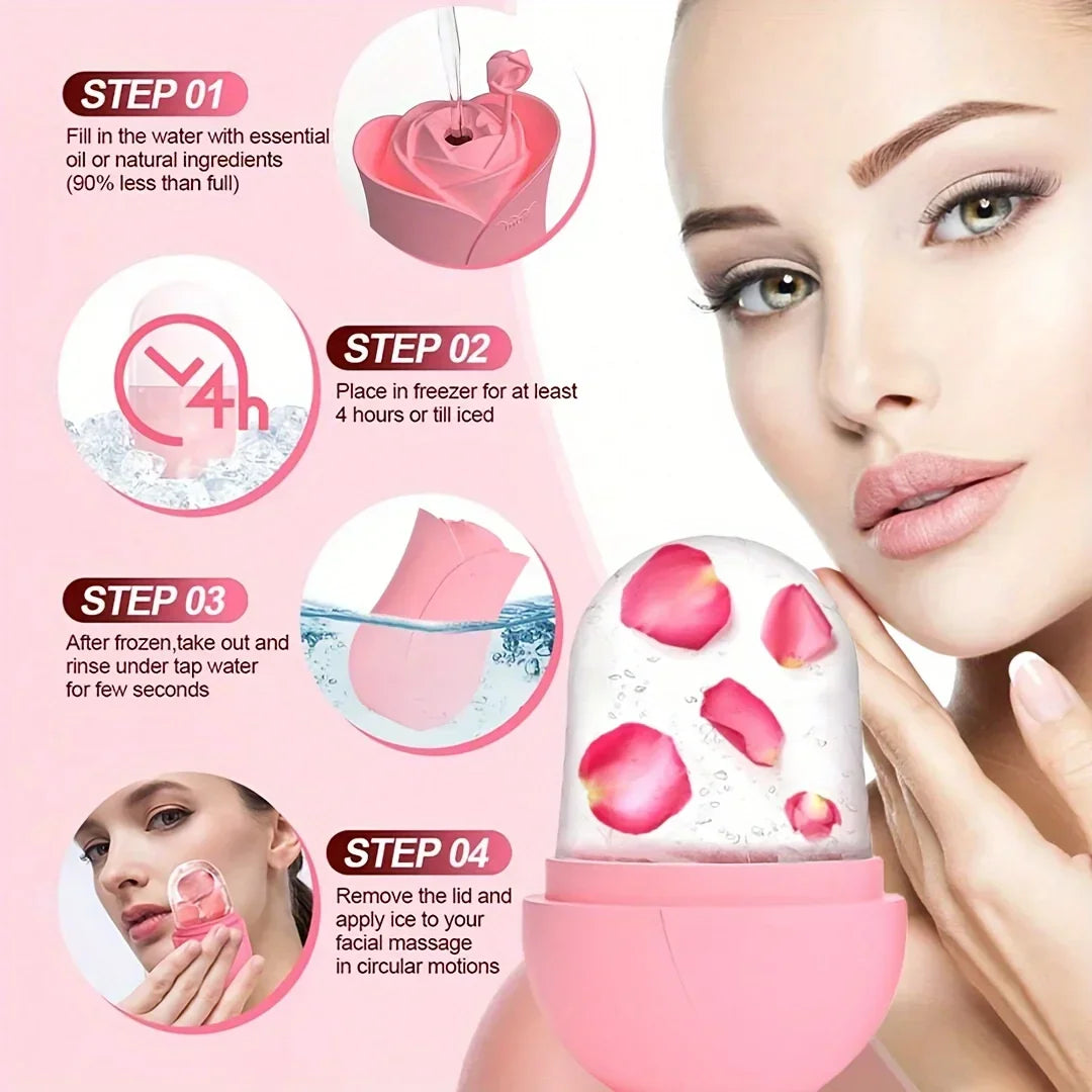 Ice Roller Massager for Face Eyes Necknatural Skin Toning & Care Reusable Face Roller Silicone Mold for Cooling & Soothing Skin